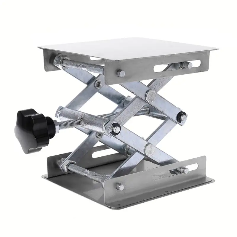  Laboratory Lifting Platform Stand Rack Scissor Jack Bench Lifter Table Lab 100x100mm Stainless Stee