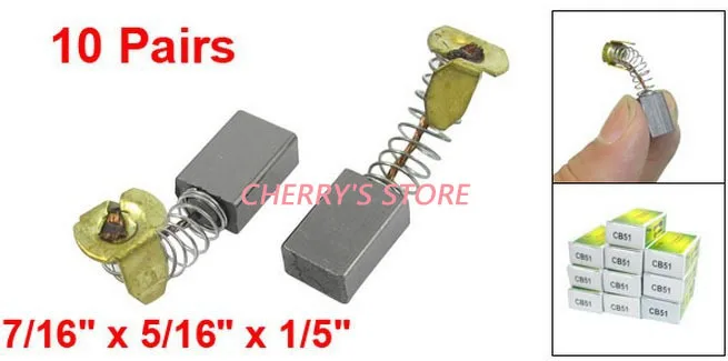 

10Pair 11.2mm x 8mm x 4.9mm Power Tool Motor Carbon Brushes for Makita CB51
