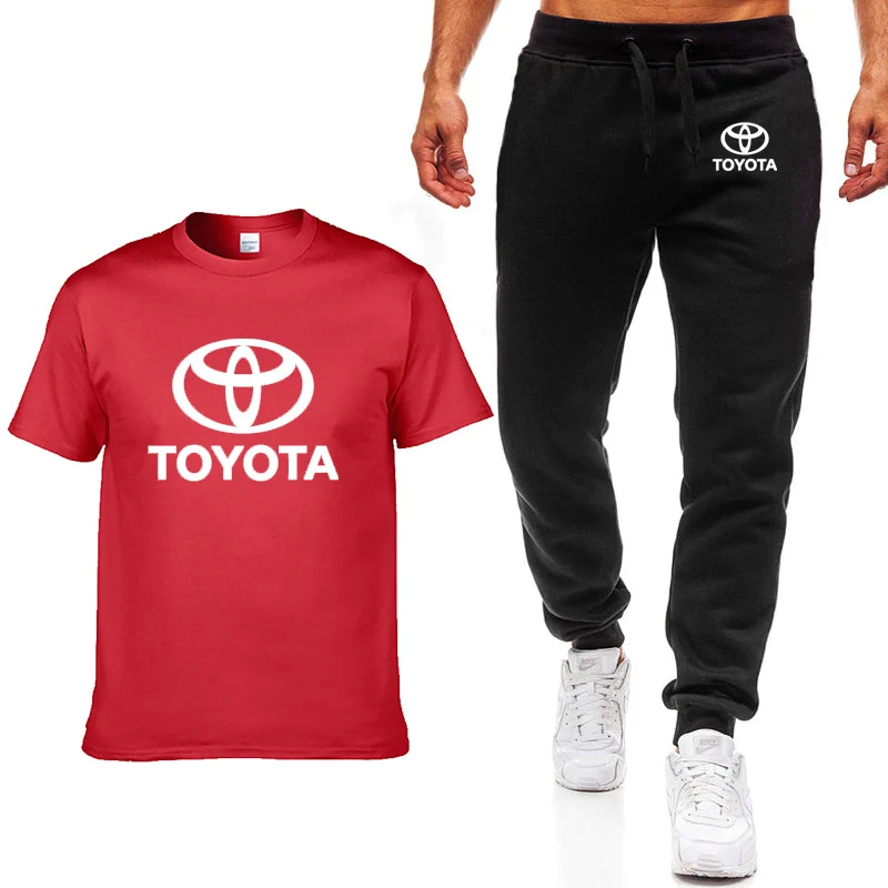 Модные летние мужские футболки с логотипом Toyota в стиле хип-хоп, Повседневная хлопковая футболка с коротким рукавом высокого качества, штаны, мужская одежда