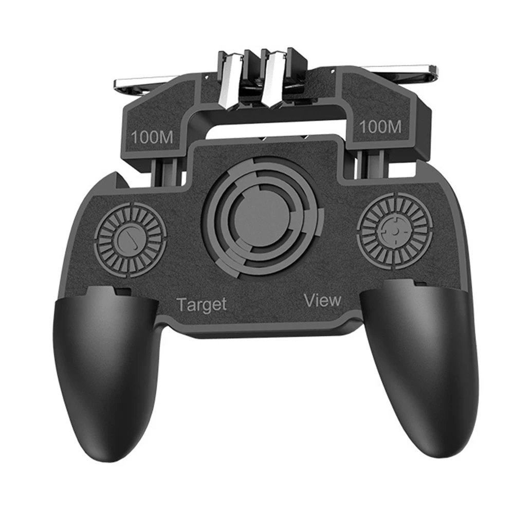 PUBG игровой контроллер для мобильных устройств вентилятор охлаждения геймпад Pubg контроллер триггера кулер огонь джойстик металлический L1 R1 триггер игровой аксессуар - Цвет: Черный