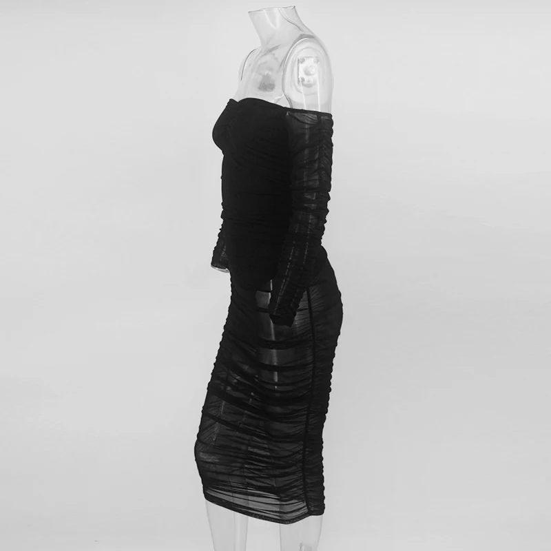 NATTEMAID Полосатое прозрачное Сетчатое сексуальное платье для женщин без бретелек с открытыми плечами вечерние элегантные Клубные черные летние платья