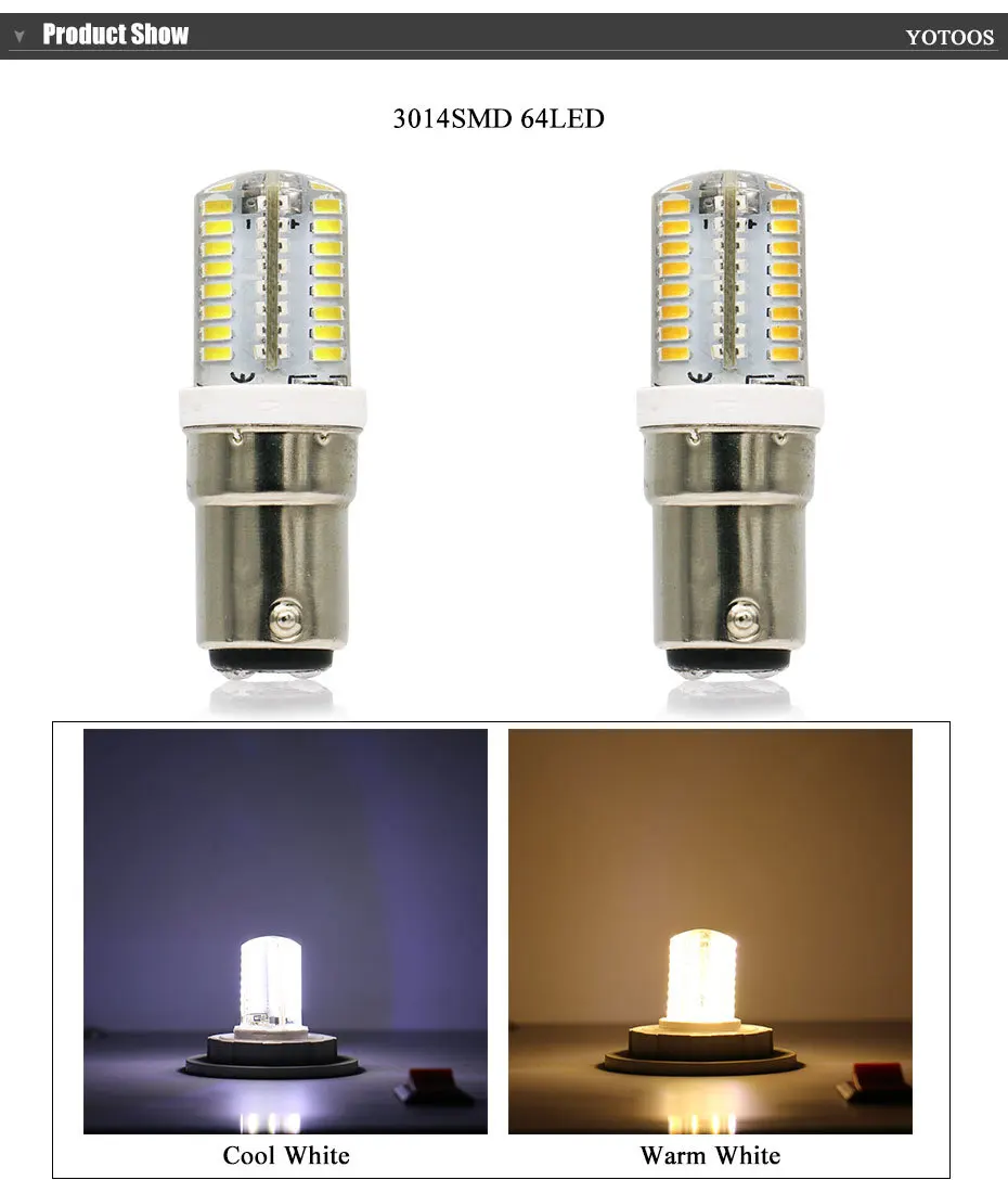 YOTOOS светодиодный светильник B15 BA15D светодиодный лампочка 220 В 230 в 240 в мини-лампа 3014 2835 SMD силиконовый светодиодный лампочка Кукуруза Замена домашнего освещения