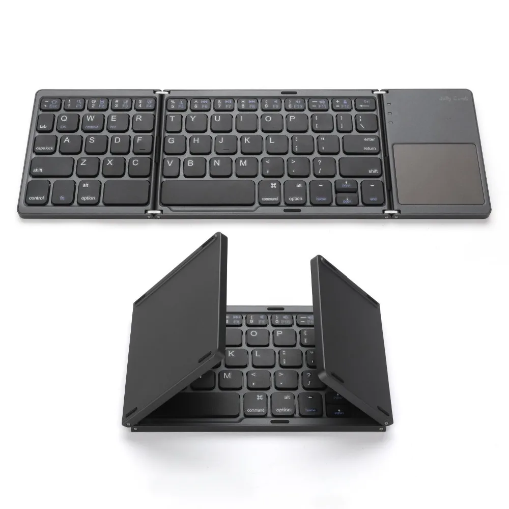 

smaller Portable Twice Folding Bluetooth Keyboard BT Wireless Foldable Touchpad Keypad for IOS/Android/Windows pc ipad Tablet