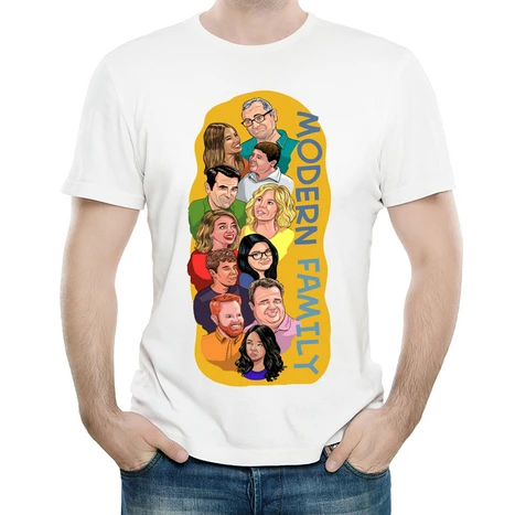 Современная семейная футболка белого цвета, Мужская модная телевизионная драма с короткими рукавами, современная семейная футболка, майки футболки, повседневная футболка - Цвет: 1