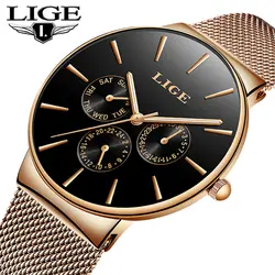 LIGE Модные Простые Для мужчин s часы лучший бренд класса люкс Бизнес пояс сетки кварцевые часы Для мужчин часы мужские спортивные часы relogio