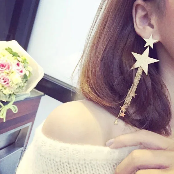 Fashion charms pentagram long earrings for women
