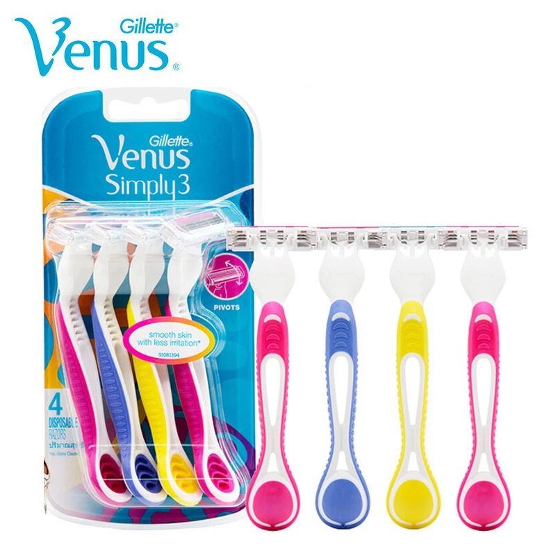 Портативная Женская бритва Gillette Venus 4 шт. простая 3 слойные увлажняющие лезвия для
