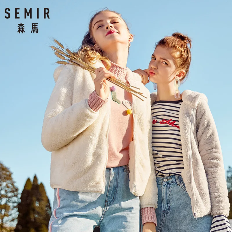 low cost  SEMIR Women Sherpa Critter Hooded Jacket Lined Women's 3D Bear Sherpa Zip Hoodie with Slant Pocket 