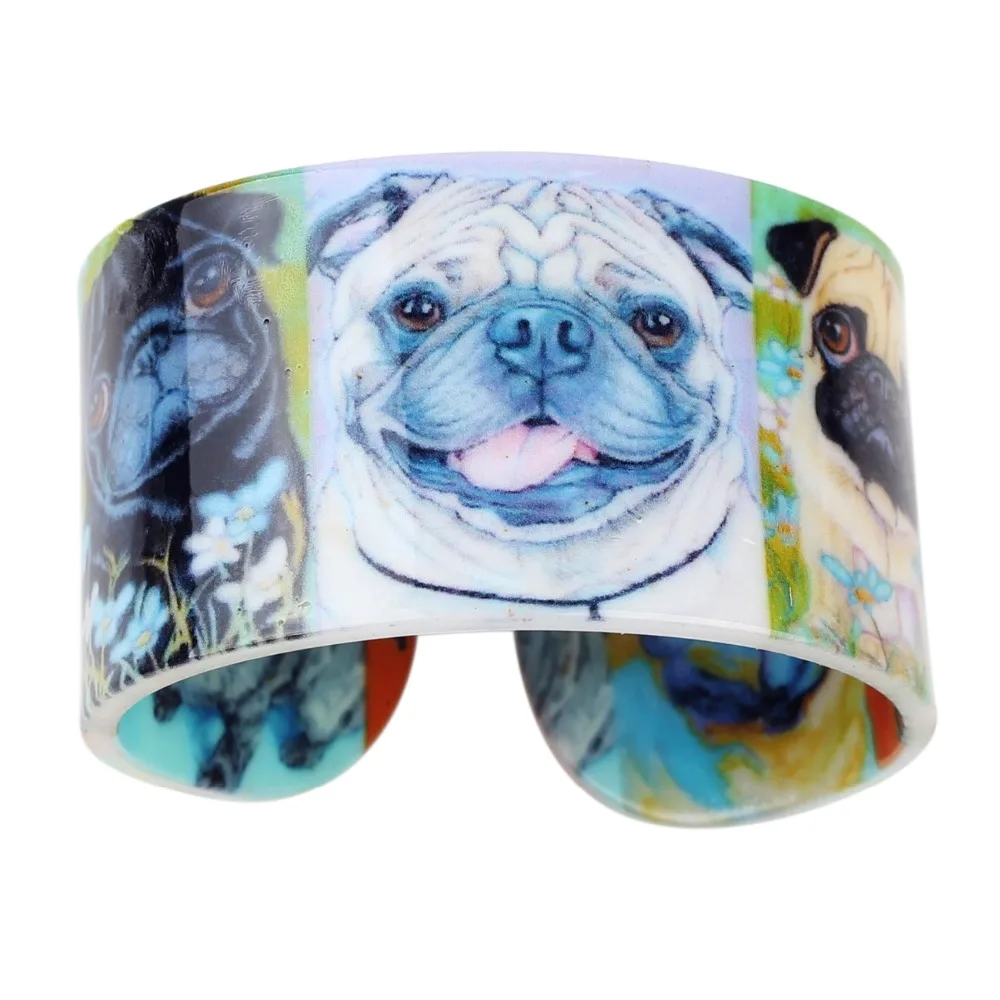Bonsny Plastic Animal French Bulldog Pug Dog Bangle Bracelet Indian Fashion Jewelry For Women Girl Wholesale Craft Accessories - Image 4