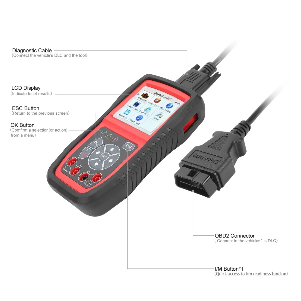 Autel автолинк AL539 OBD2 сканер электрическое напряжение тест 12 В тест батареи er AVOmeter автомобильный диагностический инструмент DIY код ридер