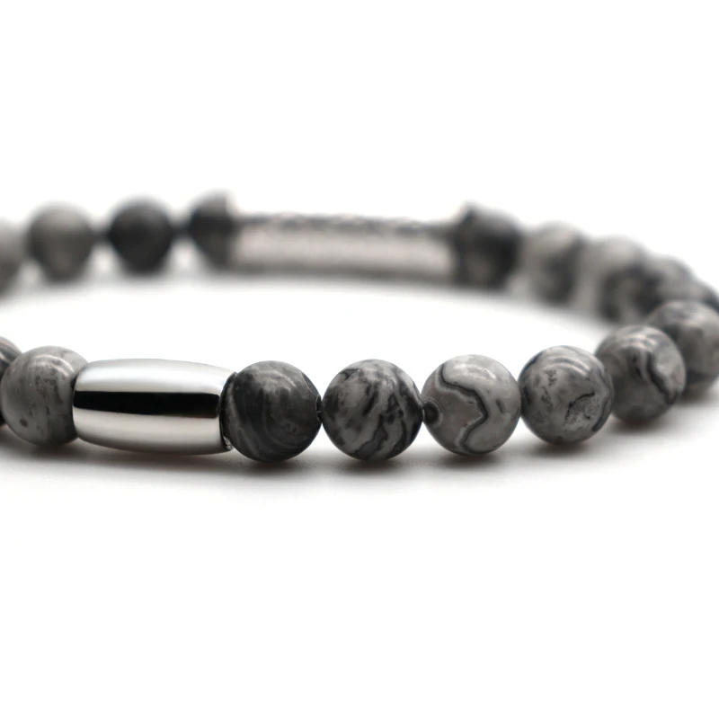 1 earth globe beads with silver charms bracelet  (3)