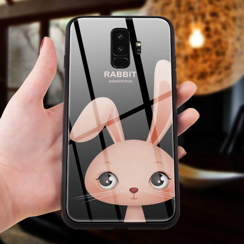 Tempered Glass Case For Samsung Galaxy S8 Cover Cute Cartoon Protective S9 Plus Shockproof Bumpers |