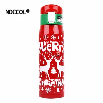 

NOCCOL New Vacuum Thermos Cups Creative Merry Christmas Elk Cartoon Portable Water Bottle Home School Travel Drinkware Gift