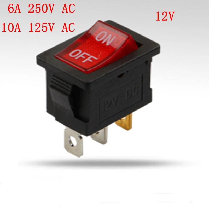 

Cooking machine power switch 12V with light boat switch 15*21 rocker 2 block 3 foot KCD1-116B-3P-12V