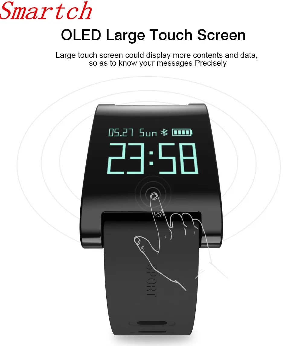 Smartch New DM68 Waterproof Swim Smart Band Wristband Fitness Tracker Blood Pressure Heart Rate Monitor Messages
