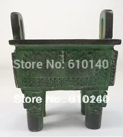 

0000008824 old handwork Chinese bronze tripod statue decoration carved totem
