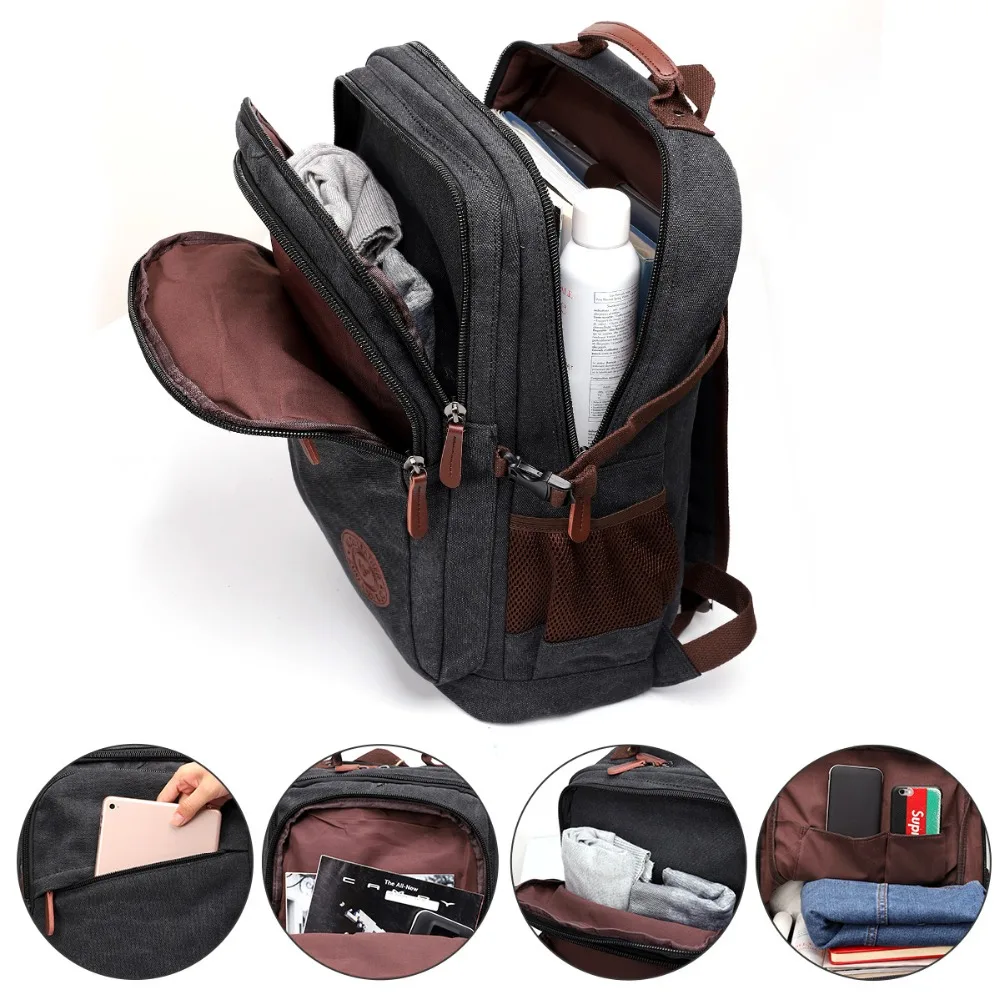 New Fashion Men's Backpack Vintage Canvas Bagpack School Bag Men's Travel Bags Large Capacity Travel Laptop Backpacks Mochila (5)