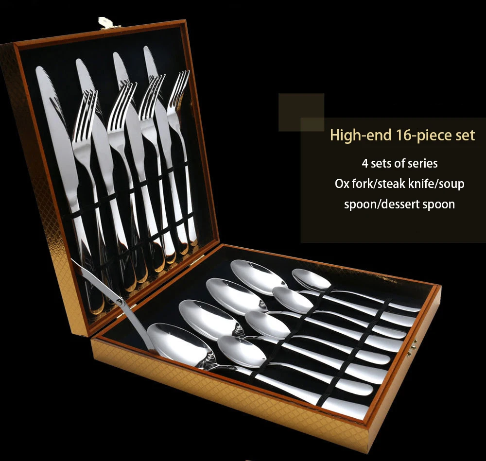 Hot Sale 16 Pcs/set Pure Solid Color european Dinnerware Stainless Steel Western Cutlery Kitchen Food Tableware Dinner Set Hot Sale 16 Pcs/set Pure Solid Color european Dinnerware Stainless Steel Western Cutlery Kitchen Food Tableware Dinner Set
