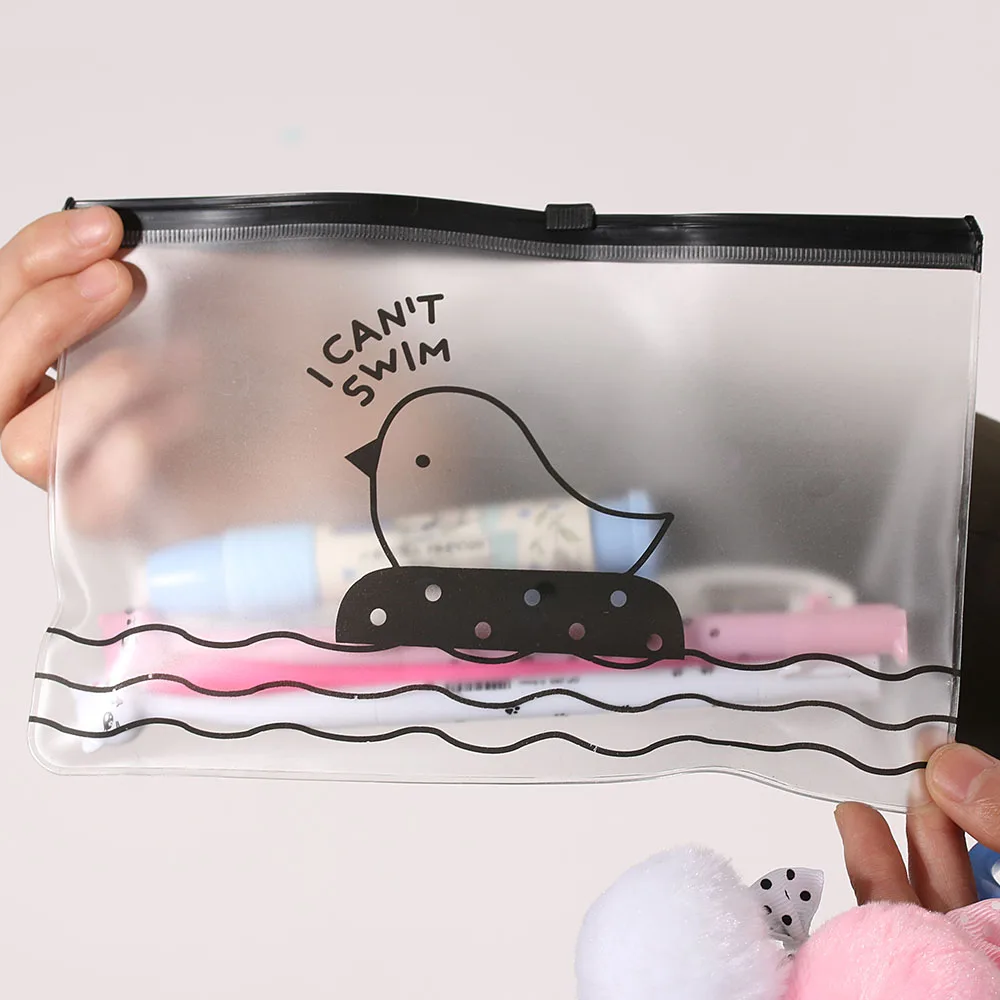 

2PCS PVC Transparent toiletry bag Kawaii Chicken Clear Pen Bag Holder Stationery Cosmetic Storage Supplies for Girls