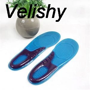 Velishy Hiking Feet Care Gel Insoles Inserts Athletic Shoes Cushion Football Sports Soles Shock Absorbing Silicone Gel Insoles