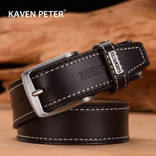 Ceinture classique en cuir avec boucle en alliage pour homme, de haute qualité, s'accorde avec un jean, pour affaires, peau de vache couleur marron foncé et noir, ardillon