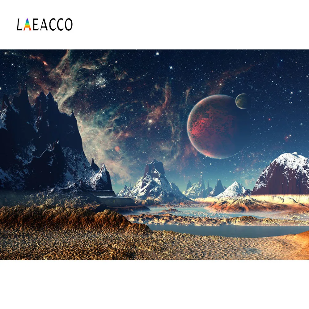 

Laeacco Fantasy Universe Planets Terrain Landscape Scene Photography Backgrounds Custom Photographic Backdrops For Photo Studio