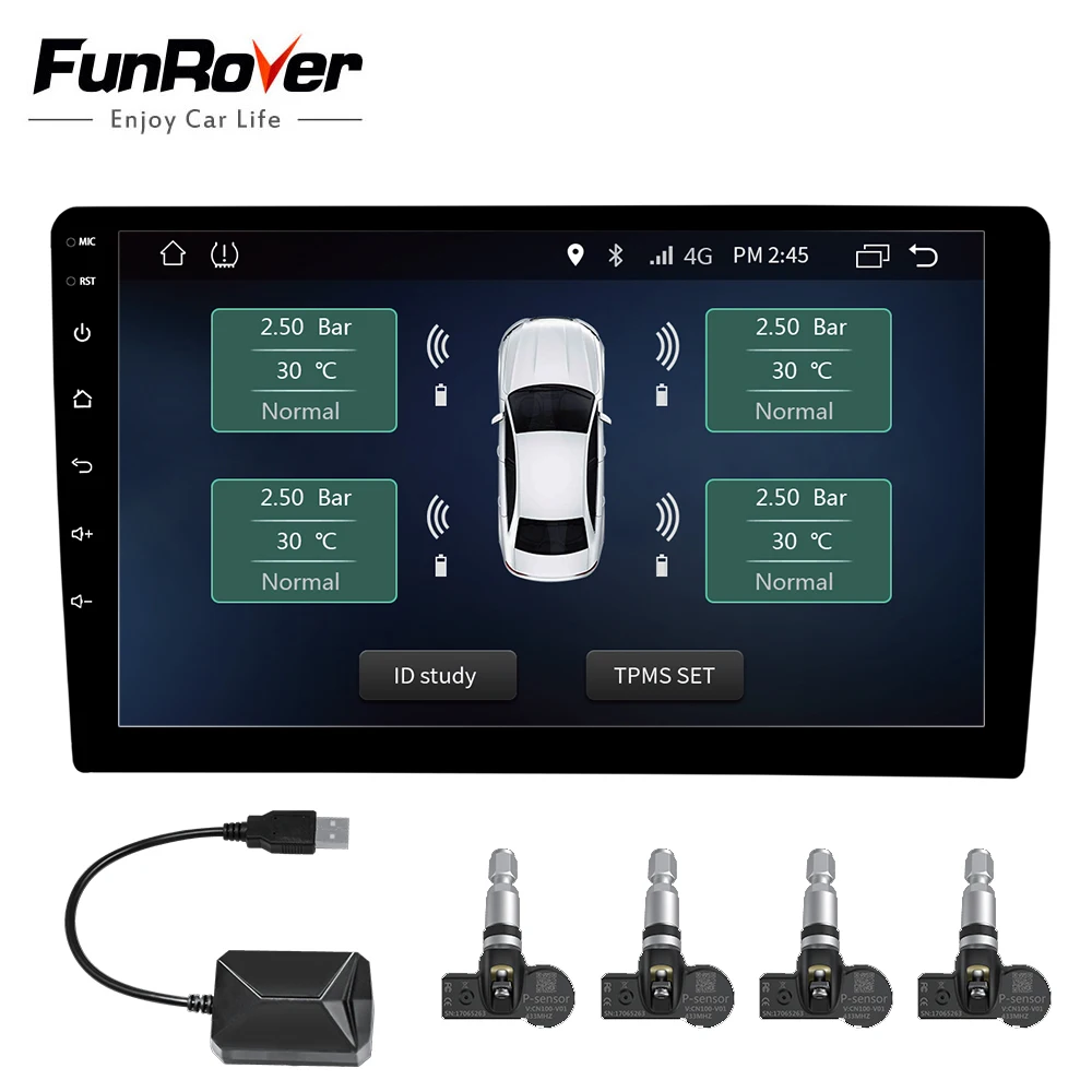 Автомобильный TPMS Android система мониторинга давления в шинах с 4 внутренними датчиками для ОС dvd-плеер шины Авто Охранная сигнализация s USB
