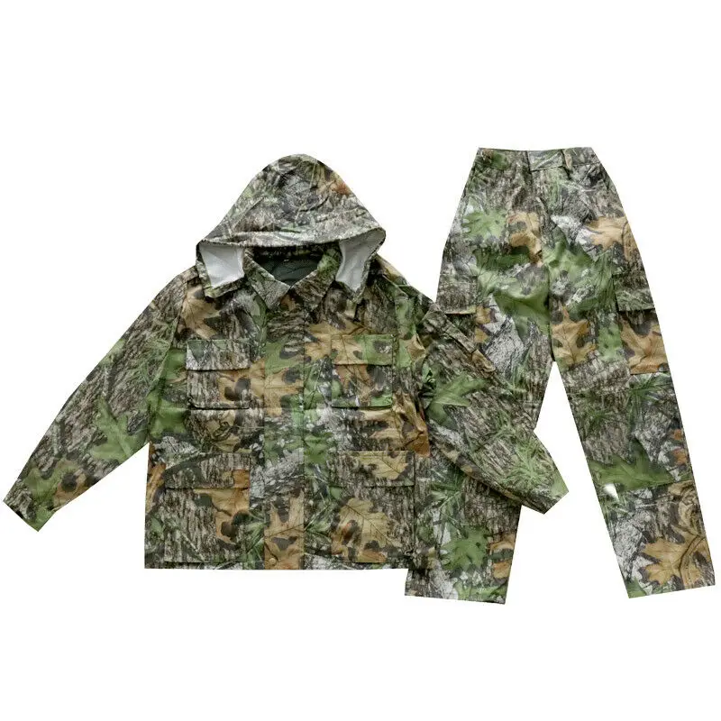 

Camouflage Ghillie Suits Men Airsoft Uniform Green Leaves Camo Hunting Clothes Bionic Sniper Jacket Pants