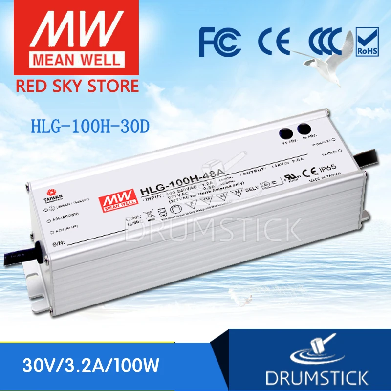 

MEAN WELL HLG-100H-30D 30V 3.2A meanwell HLG-100H 30V 96W Single Output LED Driver Power Supply D type
