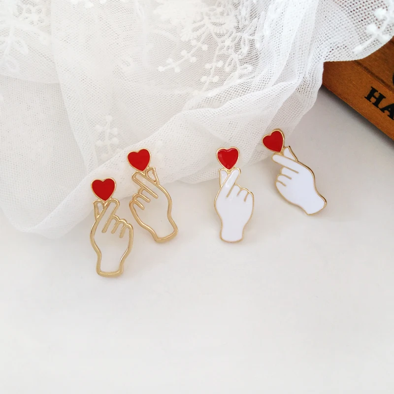 Модные милые серьги-гвоздики в виде красного сердца для женщин, модные забавные ювелирные изделия для помолвки, подарок
