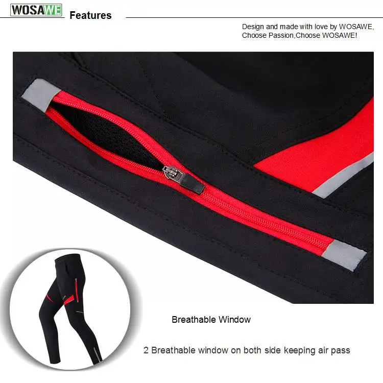 WOSAWE Мужские Флисовые термо штаны для велоспорта зимние ветрозащитные водонепроницаемые колготки и брюки для велоспорта MTB дорожный велосипед одежда спортивная одежда