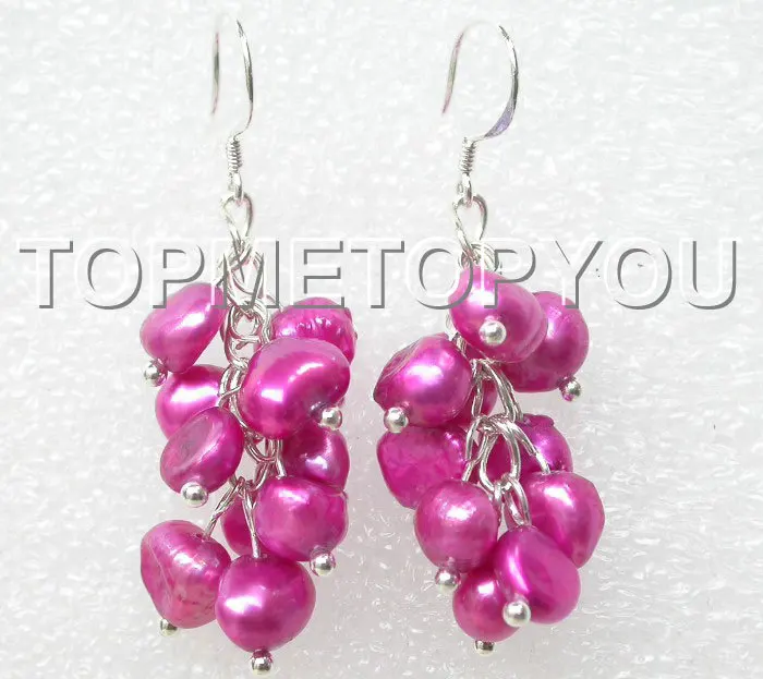 

Hot sell Noble- hot sell new - wholesale Grape purple pearls earrings 925ss hook
