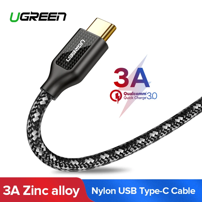 

Ugreen Nylon USB C Cable 3A Fast Charging Zinc Alloy USB Type C Cable for Samsung S9 S8 Plus Huawei Mate 20 Pro USB Type-C Cable