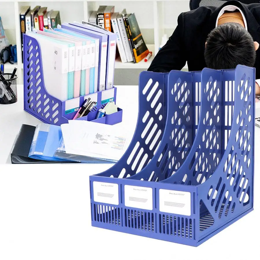 

File Holder Document Tray 3-Grid Desktop Storage File Organizer Office Supplies