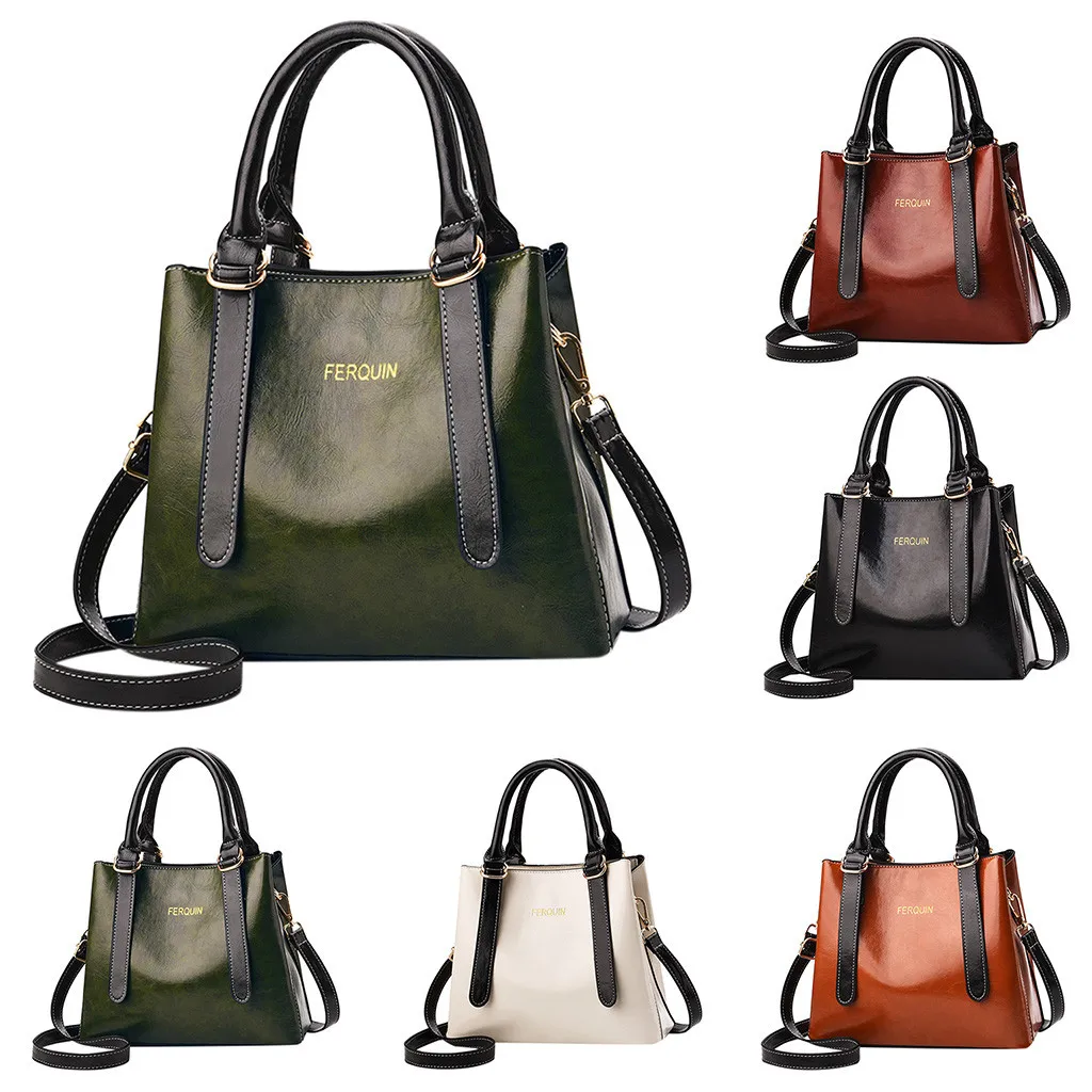 

Women's fashion simple wild color single shoulder Messenger bag portable large capacity can put books A4 paper