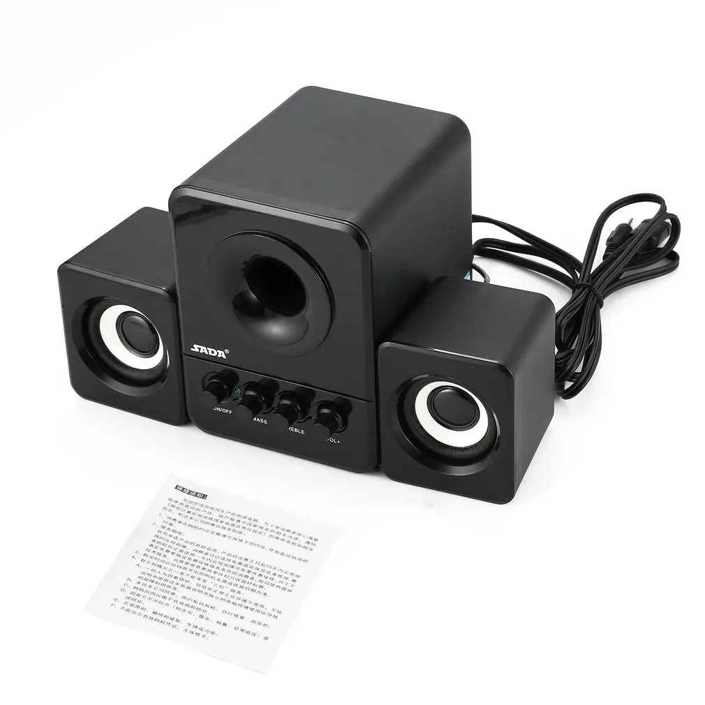 SADA D-203 Computer Speaker Stereo Portable Multimedia Laptop USB Speaker TF/U Disk Bass Gun Support