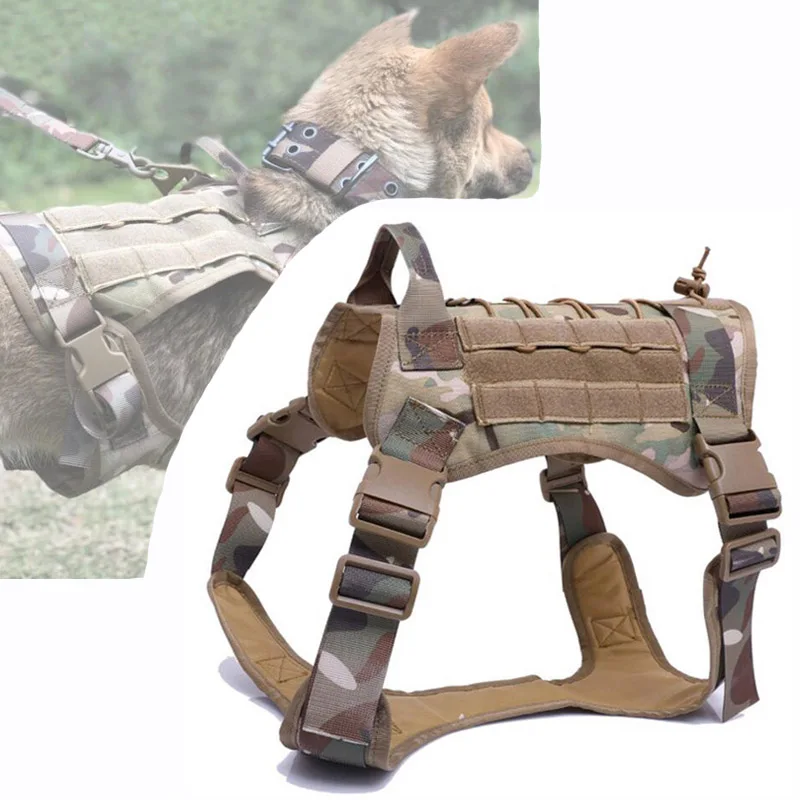 

Outdoor Police Training Dog Vest Tactical Service Dog Molle Vest Military Patrol Adjustable Hunting Harness Clothes With Handle