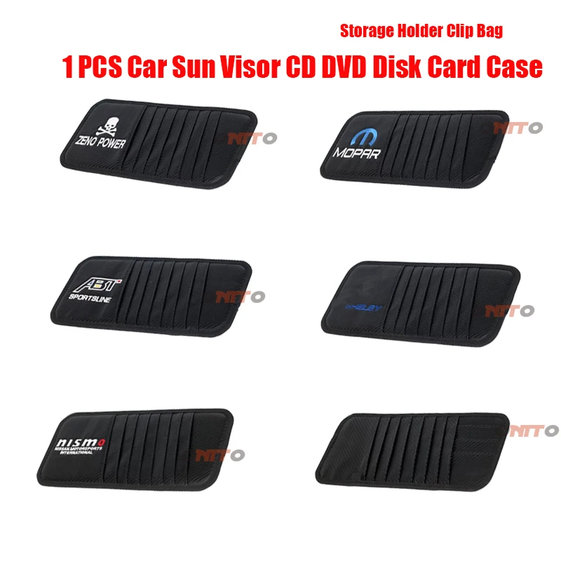 

1x Inside the car sun visor Card Holder carbon fiber for audi bmw nissan skull shelby mopar nismo ABT sport auto accessorie