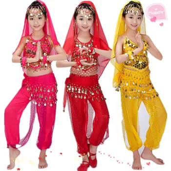 

Girls red/rose red/yellow belly dance oriental dance costumes indian dress for girls india clothes for sale 2-3-4-5-7pcs