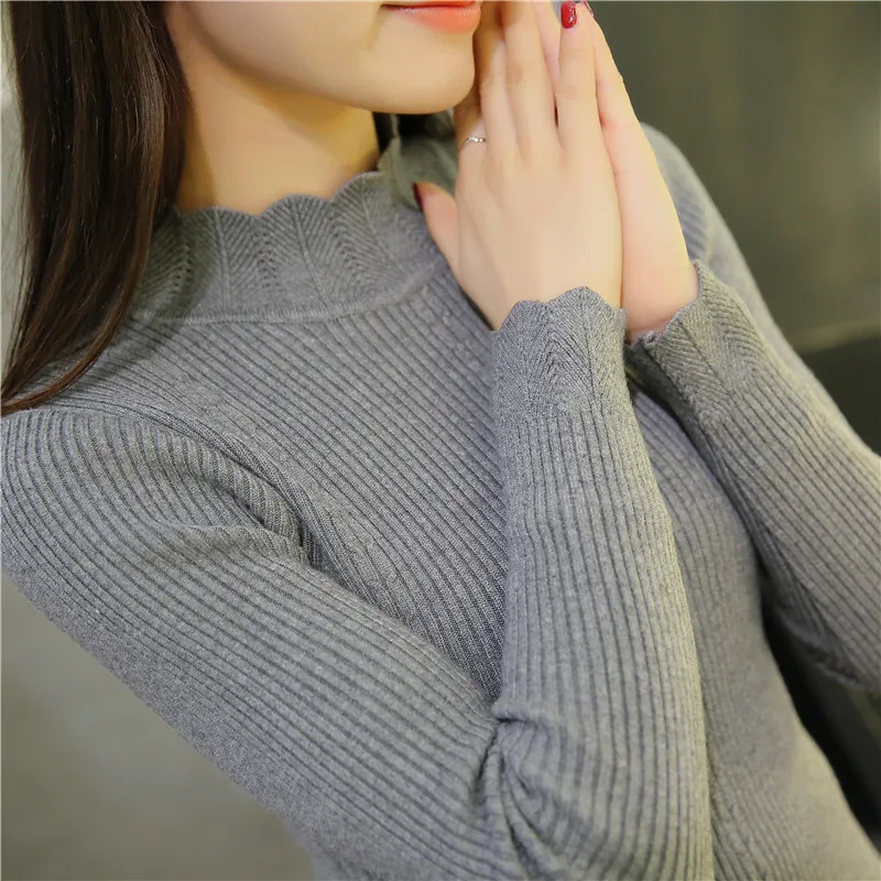 OHCLOTHING новое корейское тонкое платье кружевной вязаный свитер полуводолазка