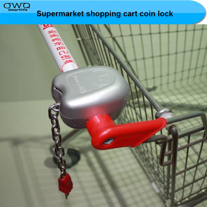 Supermarket shopping cart coin lock