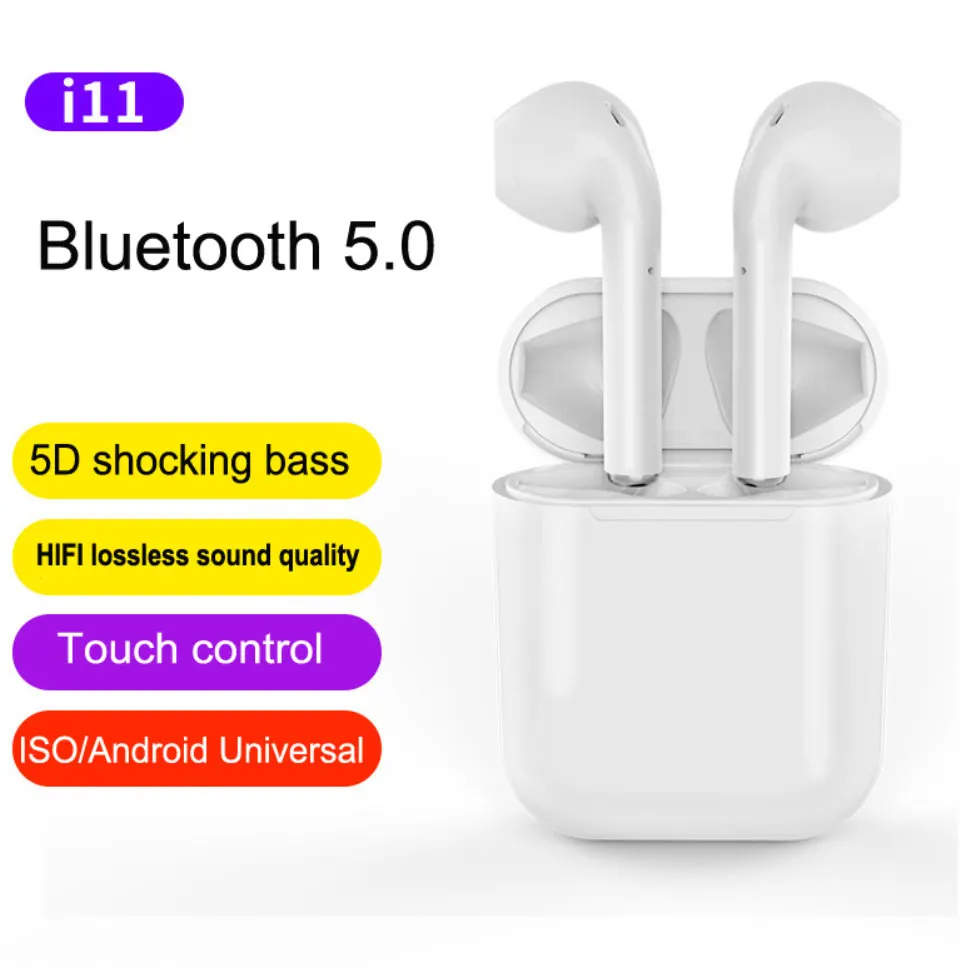 I11 СПЦ Bluetooth наушники беспроводной buttom 3D Surround Sound и зарядки Shopify