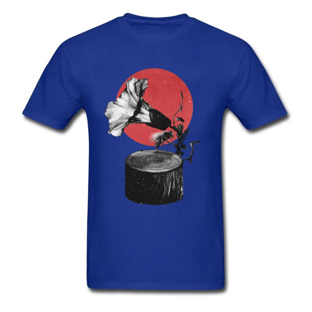 Gramophone Round Neck T-shirts Fall Tops & Tees Short Sleeve Retro 100% Cotton Casual Tee Shirts Summer Man Free Shipping Gramophone blue