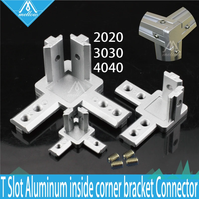 4 шт. Т-образное гнездо L-Форма 3030 4040 Алюминий профиль интерьер 3-сторонний выход внутренний угол кронштейн-соединитель для Alu-профиль 3D принтер