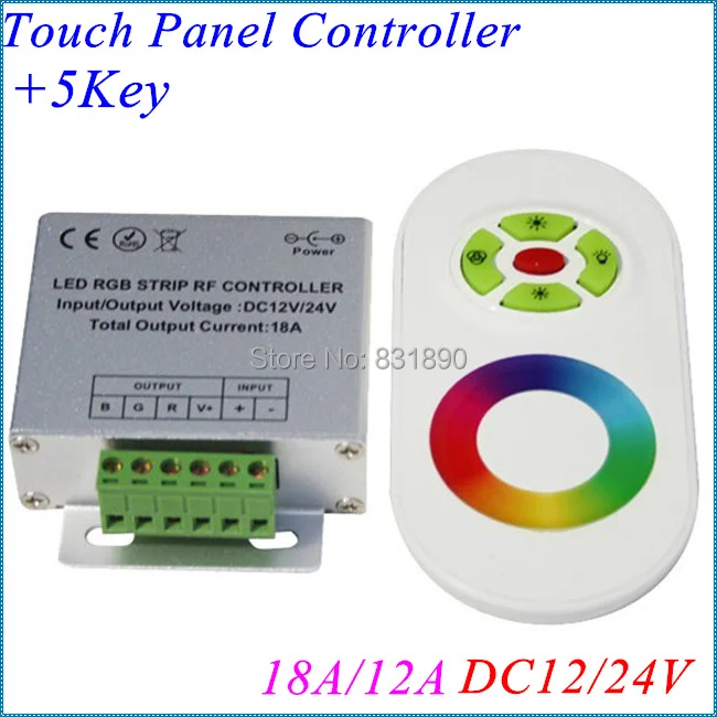 

HOT! LED RGB strip RF Controler 12/24V 12/18A Aluminum shell Touch panel controller for LED strip lights RGB Dimmer Freeshipping