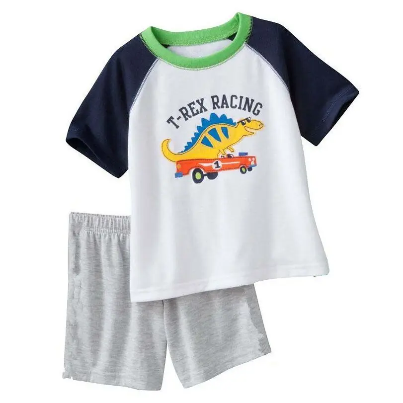 baby kids Pajamas Set summer children Short Sleeve cotton sleepwear Boys Cartoon pyjamas girls cute home clothing Nightwear ds43 - Цвет: color at picture