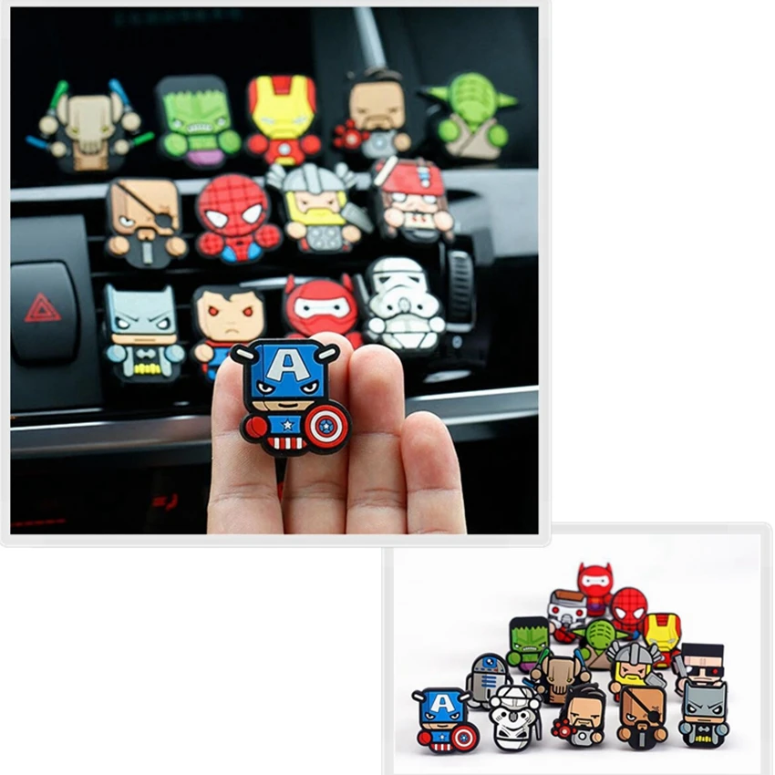 

Marvel Cartoon Air Freshener Car Styling Perfume The Avengers Toys For Air Condition Superman Batman PVC Action Toy Figures