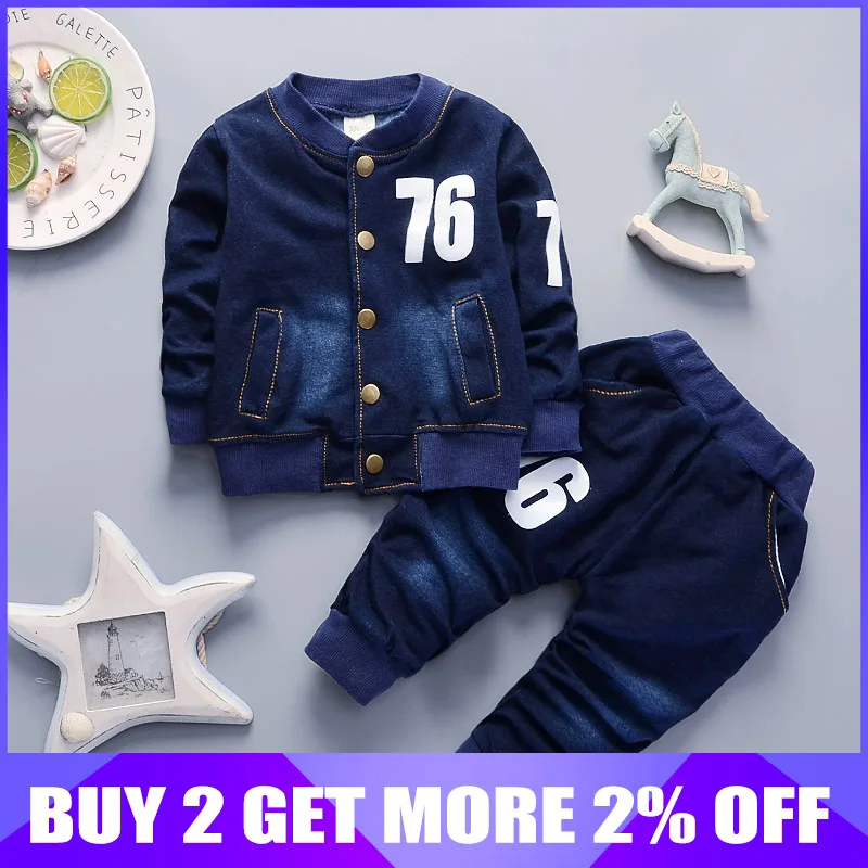 

BibiCola baby boys clothing sets 2018 autumn spring kids boys jeans clothes sport suit toddler boys casual tracksuit clothing
