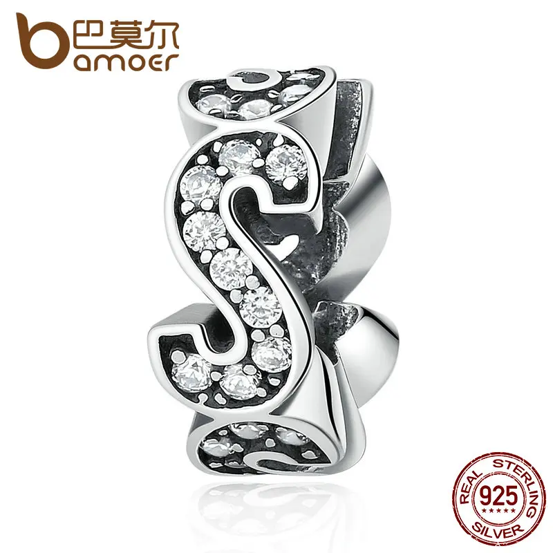 

BAMOER Original Design Authentic 925 Sterling Silver Spacer "S" Charms fit Bracelets Women Beads & Jewelry Makings SCC102