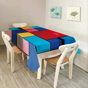 

Modern Simple Polyester 3D Tablecloth Black & White Stripes Pattern Waterproof Rectangular Table Cloth for Kitchen Restaurant